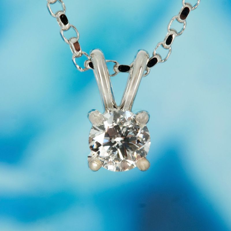 18ct White Gold 0.40ct Round Brilliant Cut Diamond Solitaire Pendant & Chain