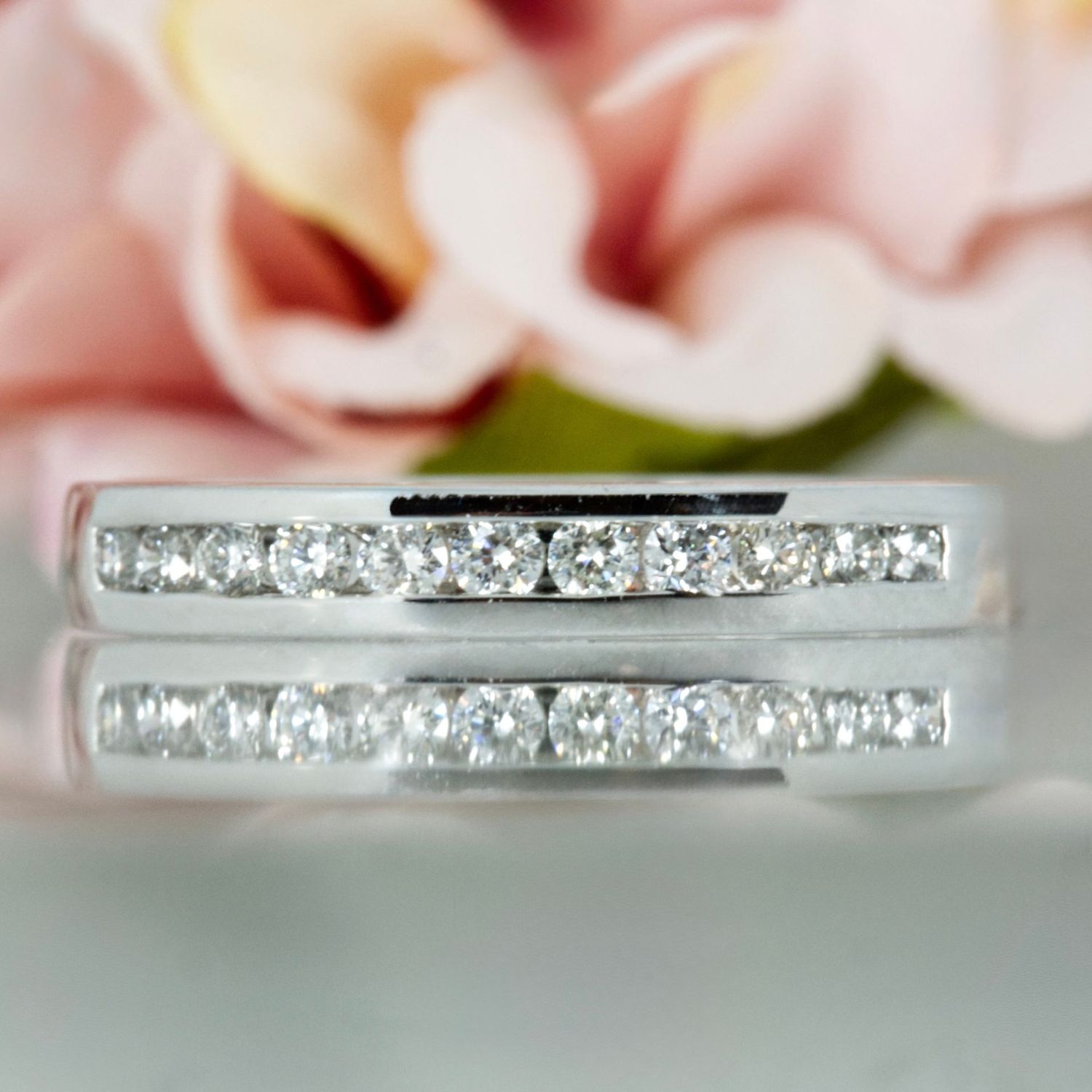 Platinum 0.25ct Round Brilliant Cut Diamond Channel Set Half Eternity Ring
