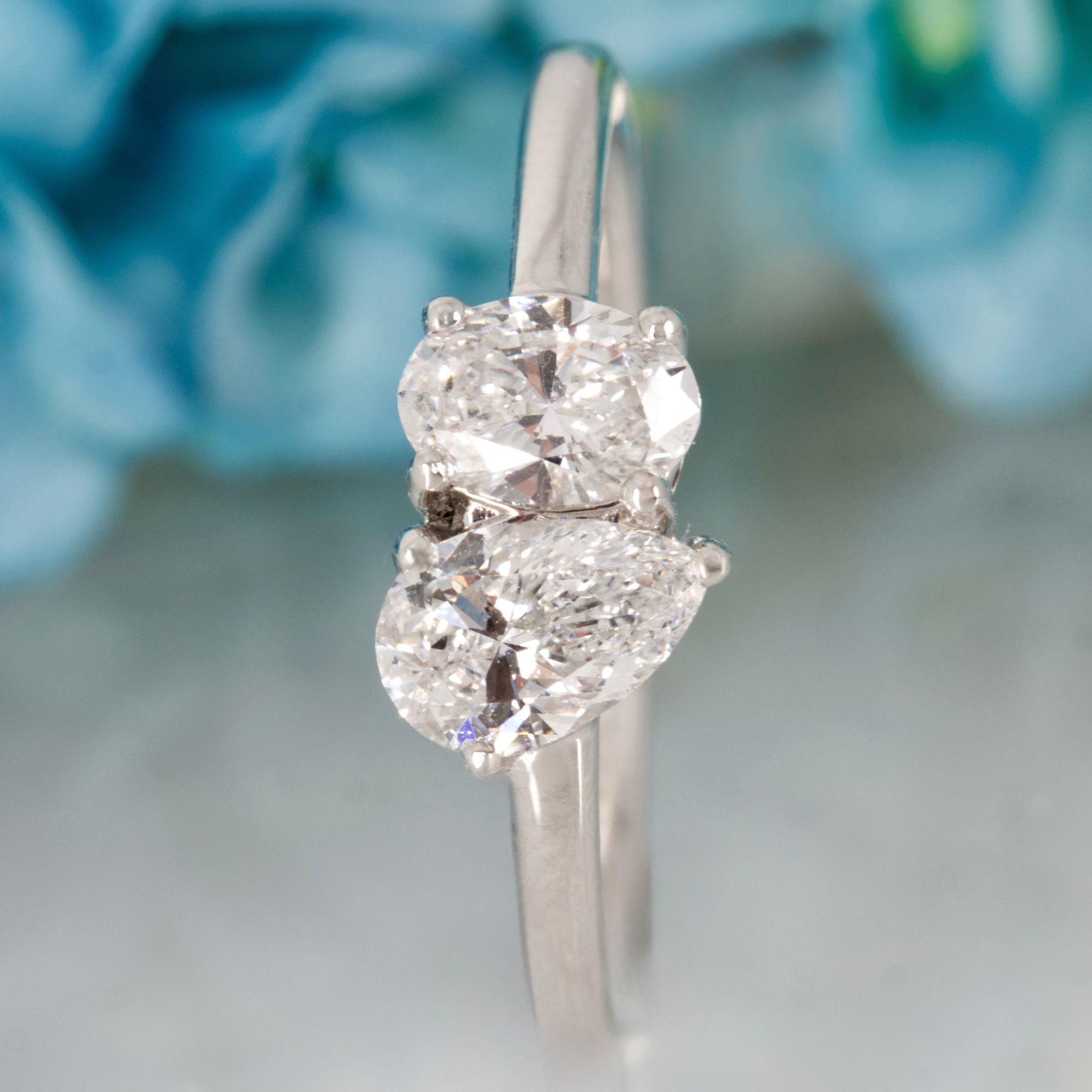 Platinum 1.00ct Oval & Pear Cut Lab Grown Diamond Toi et Moi Ring