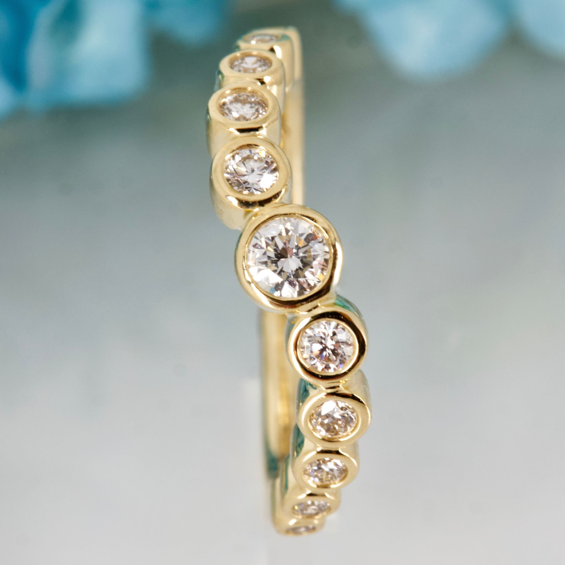 9ct Yellow Gold 0.39ct Round Brilliant Cut Lab Grown Diamond Wavy Half Eternity Ring