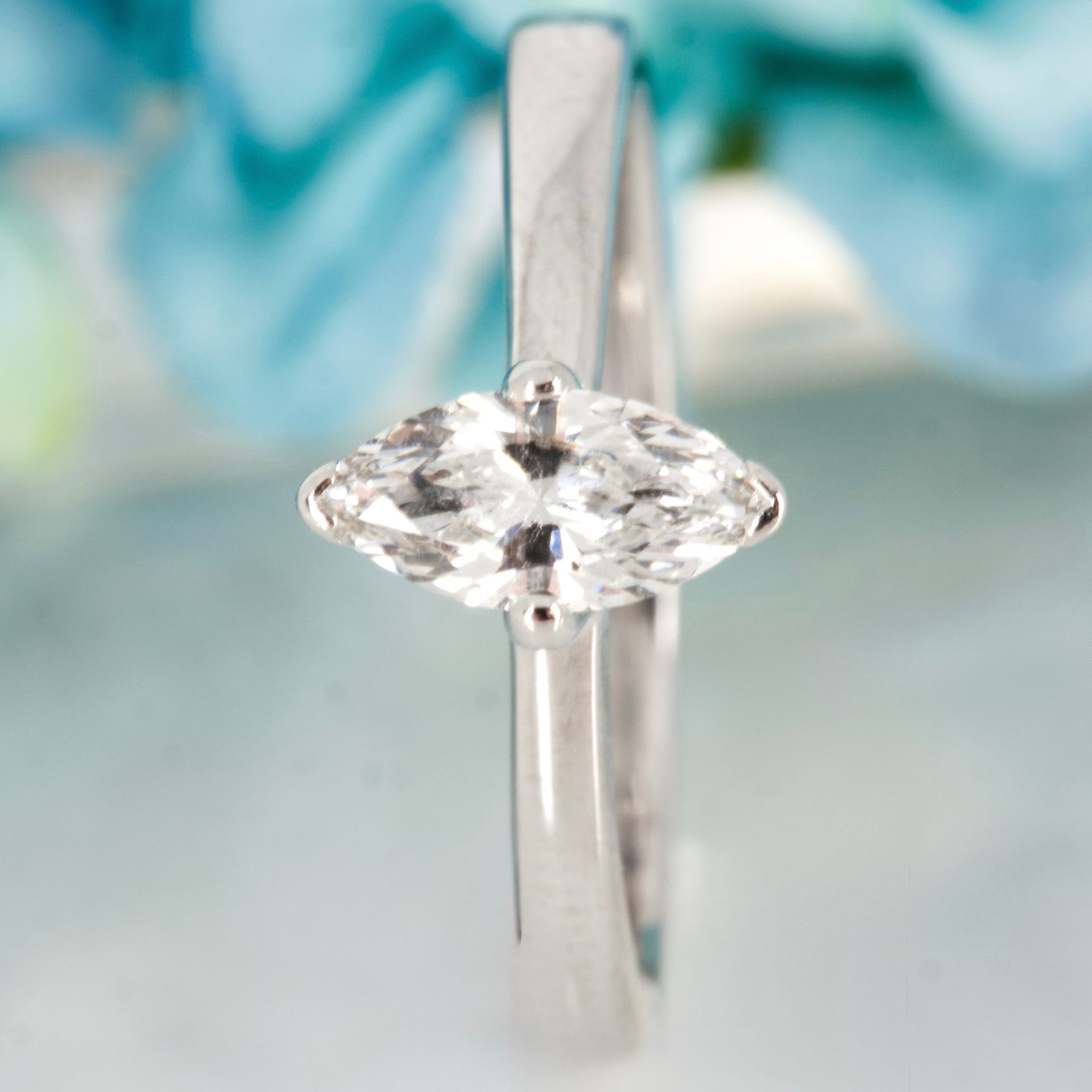 Pre-Loved 18ct White Gold 0.40ct approx Marquise Cut Diamond Solitaire Ring