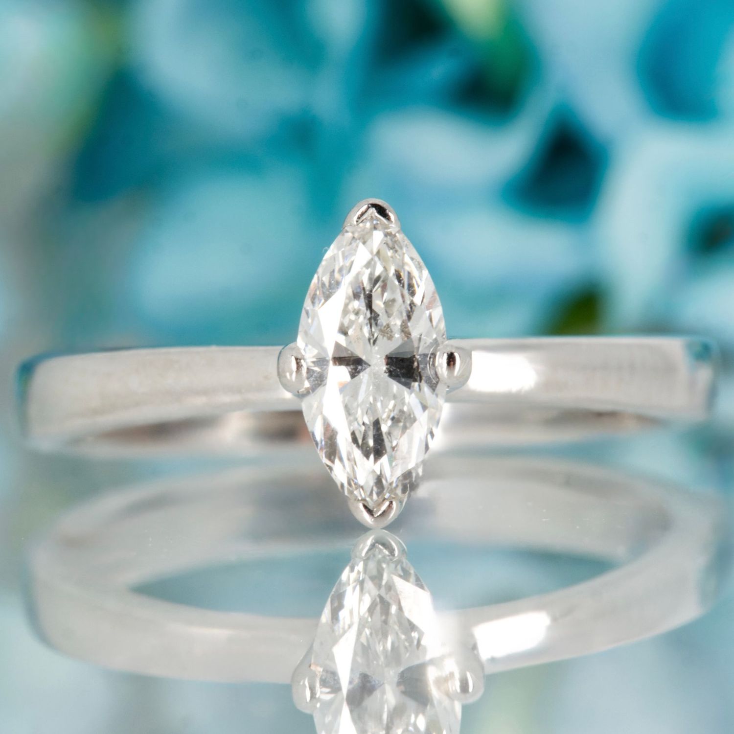 Pre-Loved 18ct White Gold 0.40ct approx Marquise Cut Diamond Solitaire Ring