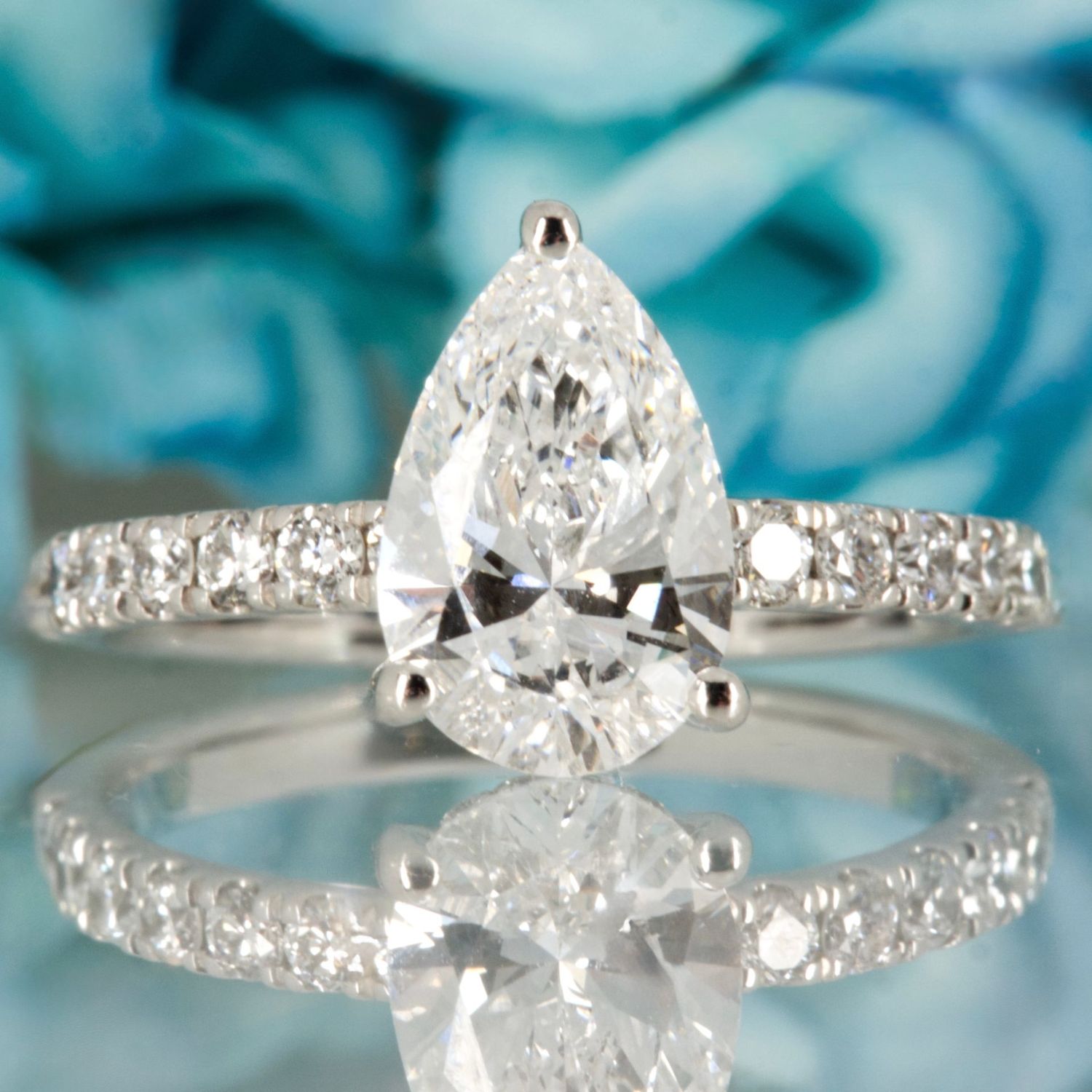 Platinum 1.50ct Pear Cut Lab Grown Diamond Solitaire Ring