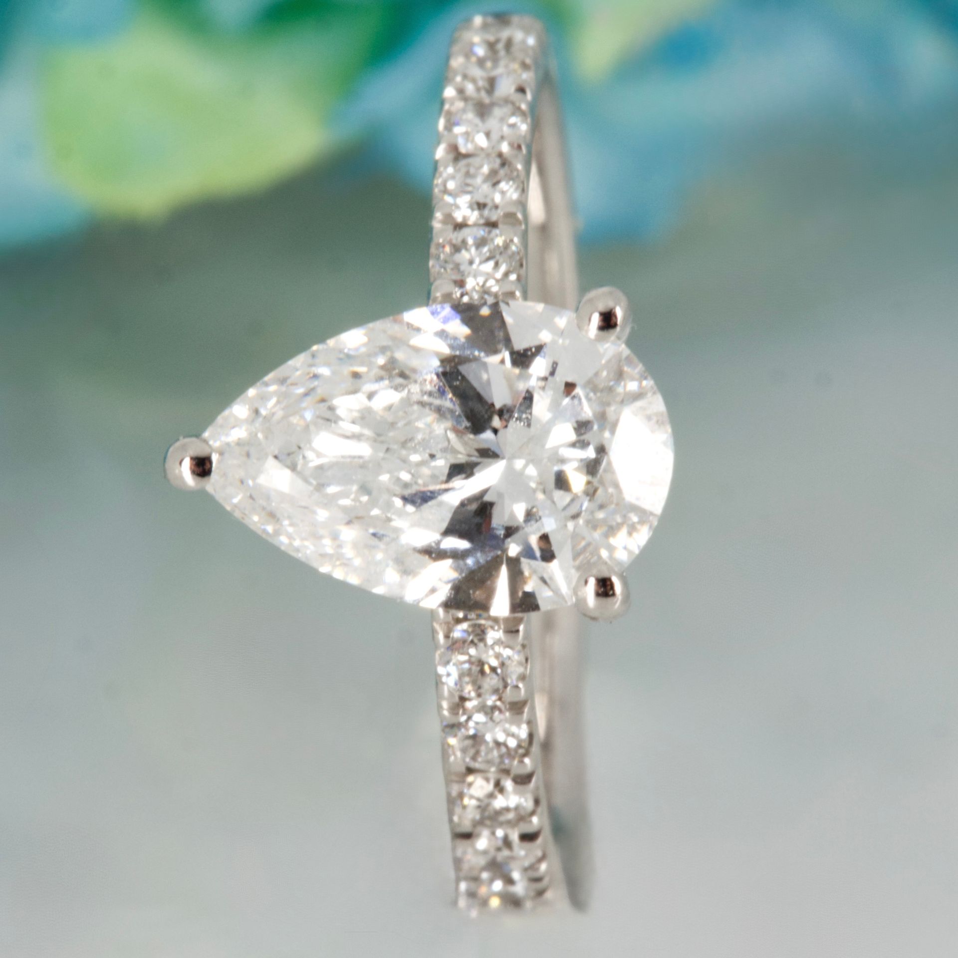 Platinum 1.50ct Pear Cut Lab Grown Diamond Solitaire Ring