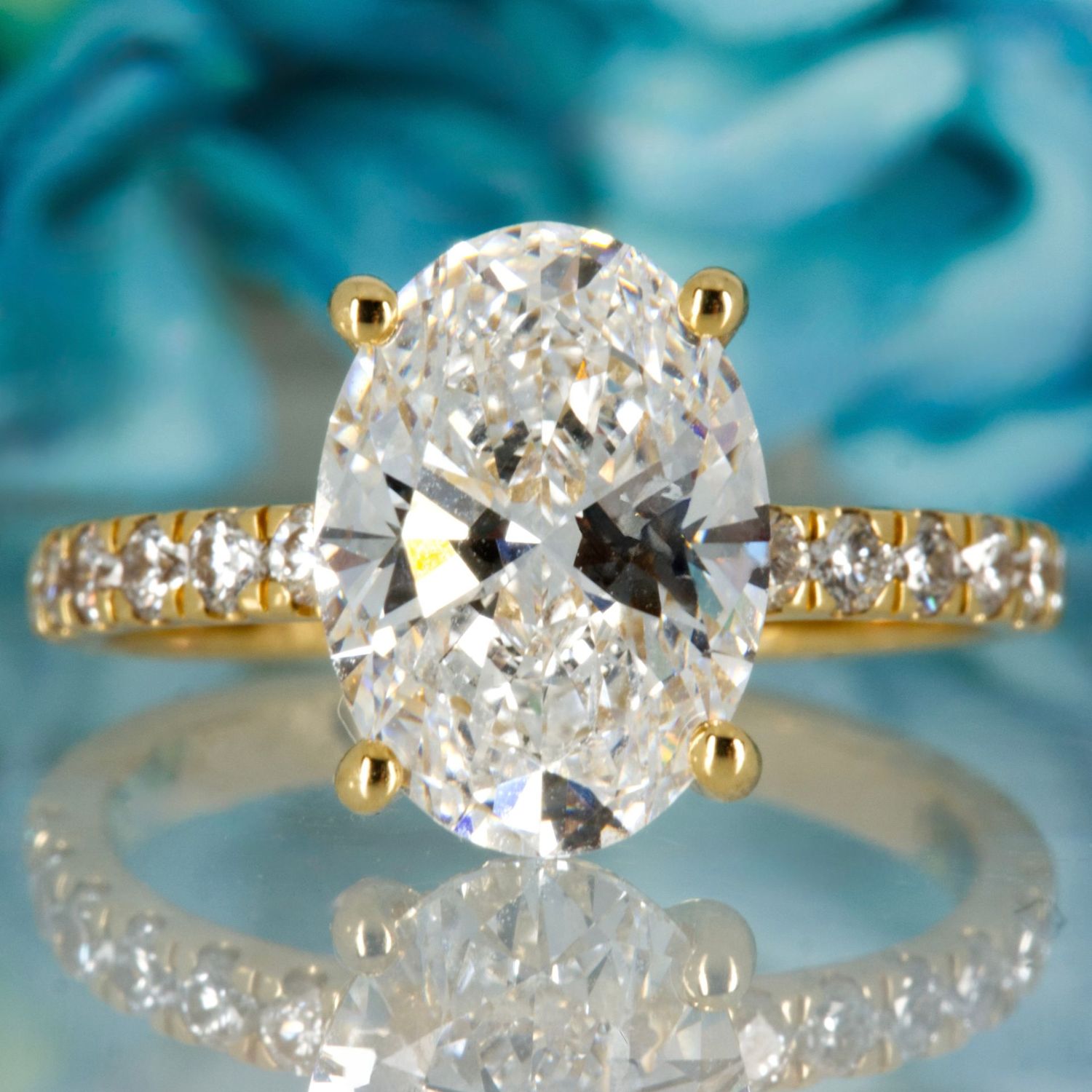 18ct Yellow Gold 3.01ct Oval Cut Lab Grown Diamond Solitaire Ring