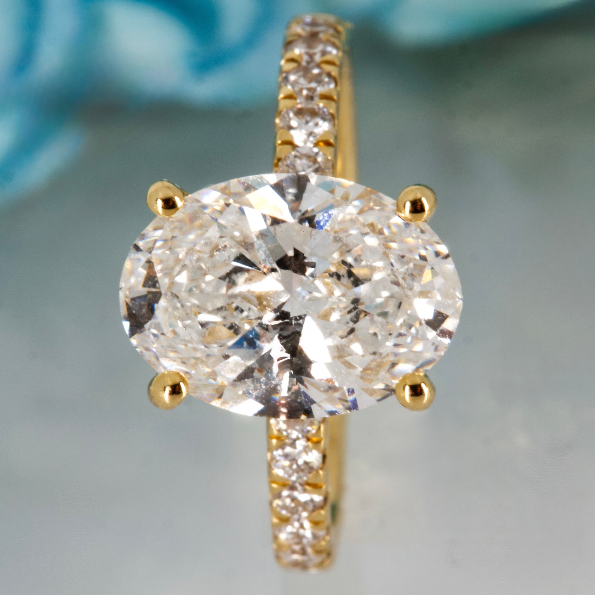 18ct Yellow Gold 3.01ct Oval Cut Lab Grown Diamond Solitaire Ring