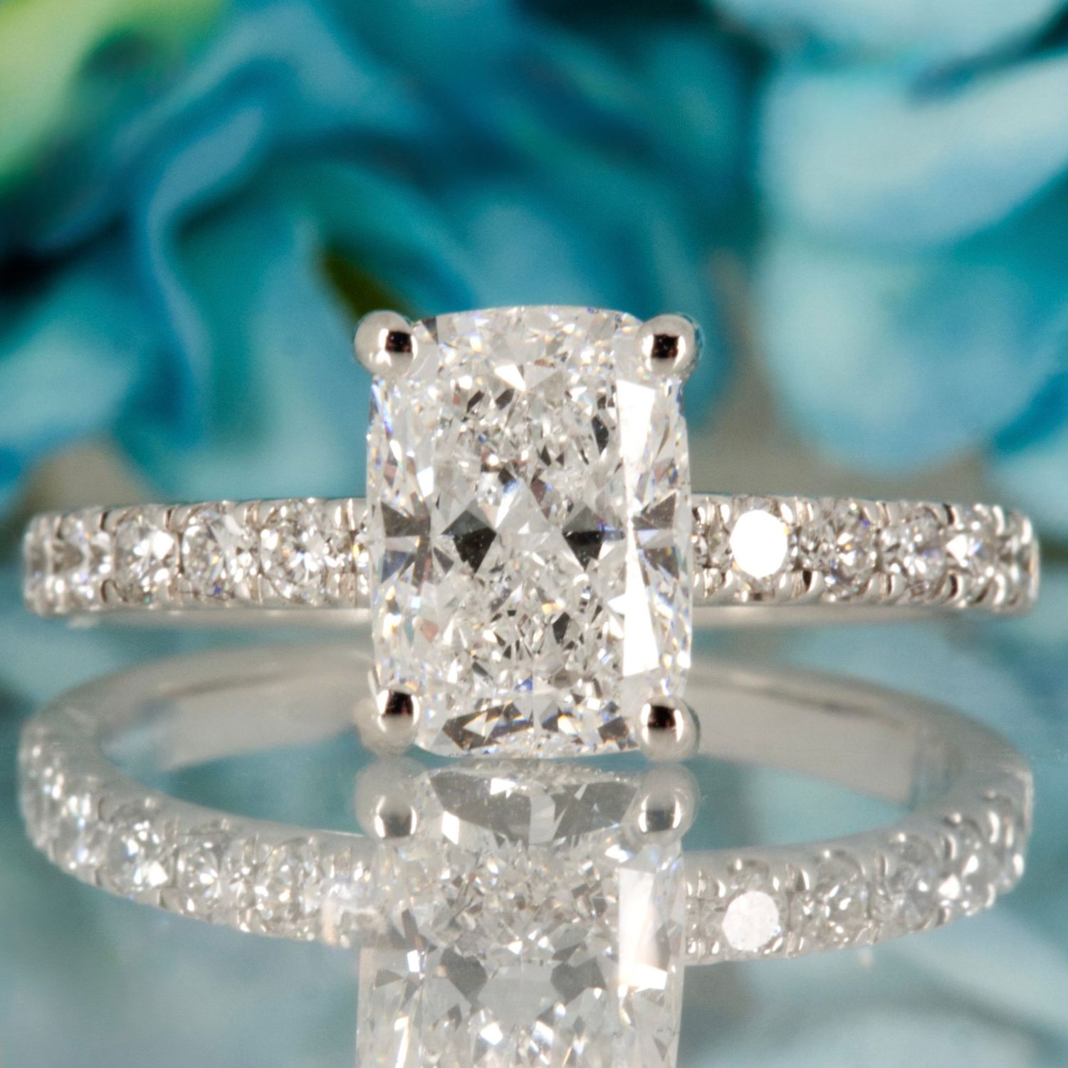 Platinum 1.55ct Cushion Cut Lab Grown Diamond Solitaire Ring