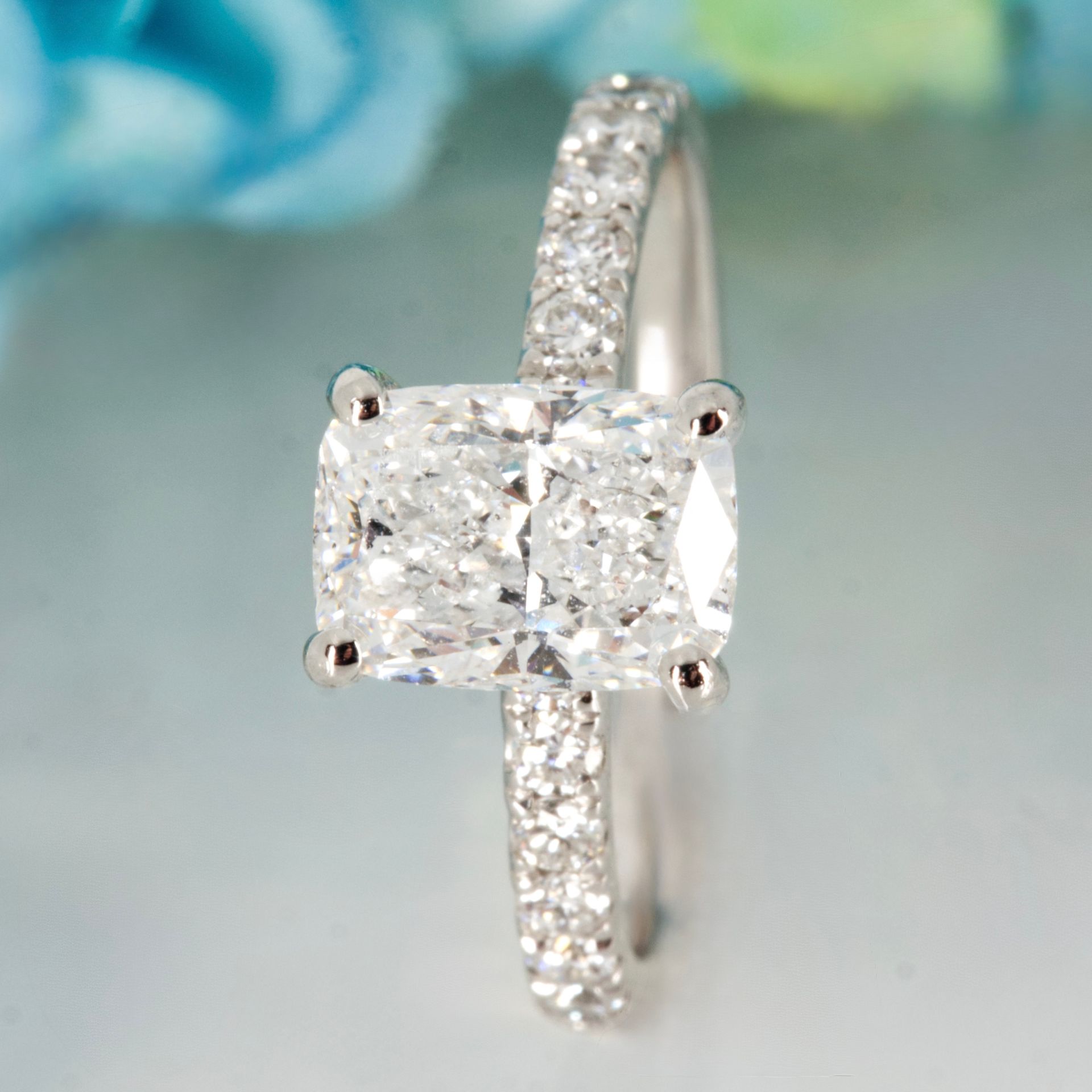Platinum 1.55ct Cushion Cut Lab Grown Diamond Solitaire Ring