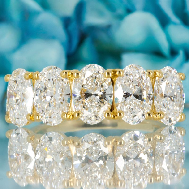 18ct Yellow Gold 3.64ct Oval Cut Lab Grown Diamond Five Stone Ring
