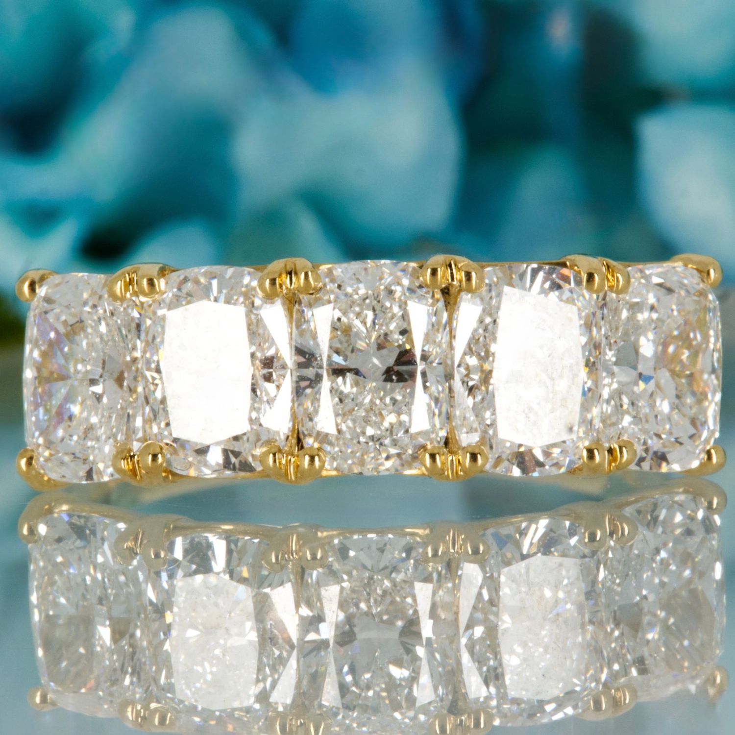 18ct Yellow Gold 3.58ct Radiant Cut Lab Grown Diamond Five Stone Ring