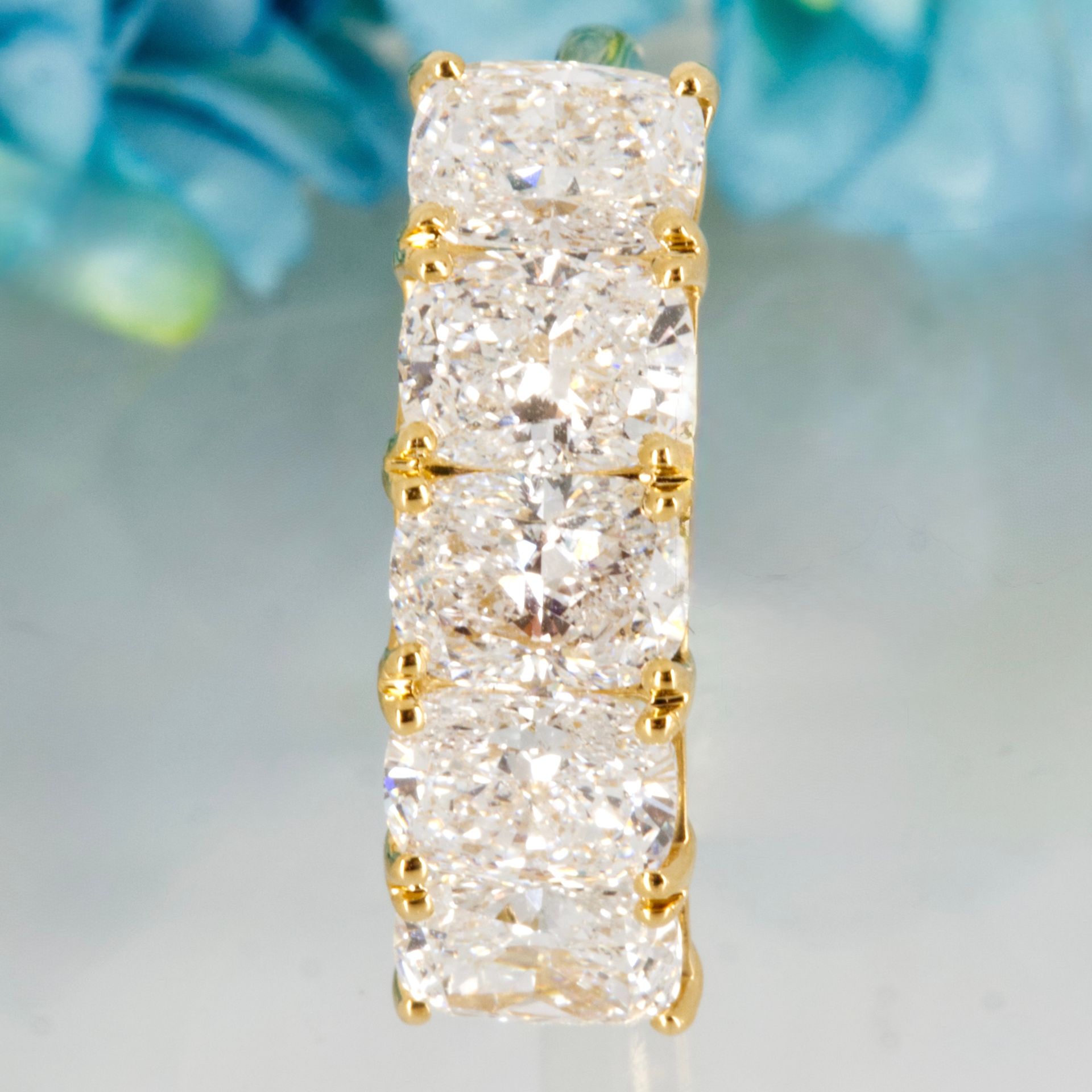 18ct Yellow Gold 3.58ct Radiant Cut Lab Grown Diamond Five Stone Ring