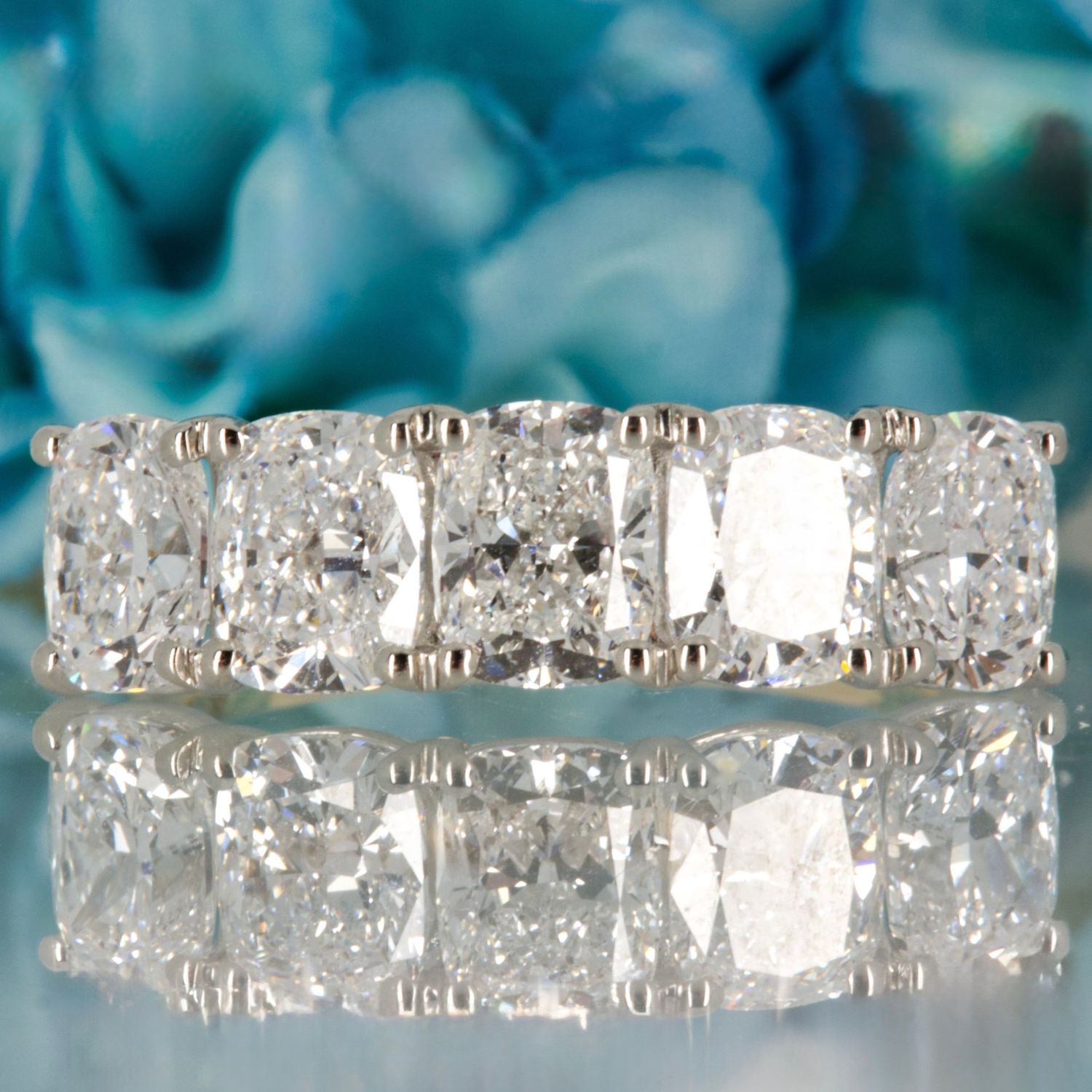 9ct Yellow Gold 3.61ct Cushion Cut Lab Grown Diamond Five Stone Ring