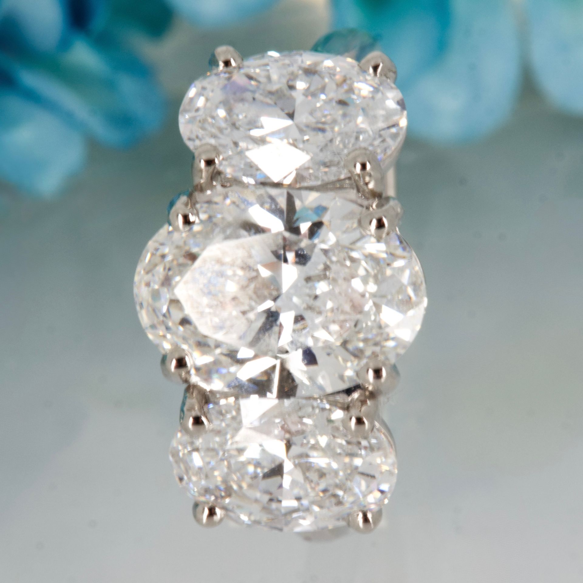 Platinum 5.04ct Oval Cut Lab Grown Diamond Trilogy Ring