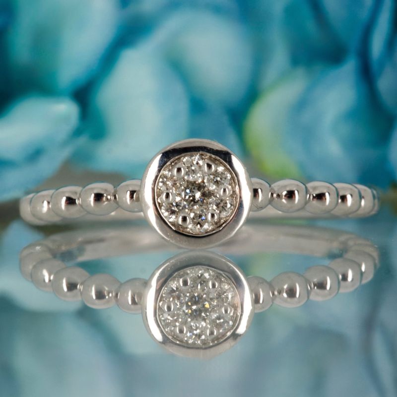 9ct White Gold 0.10ct Round Brilliant Cut Diamond Round Cluster Ring