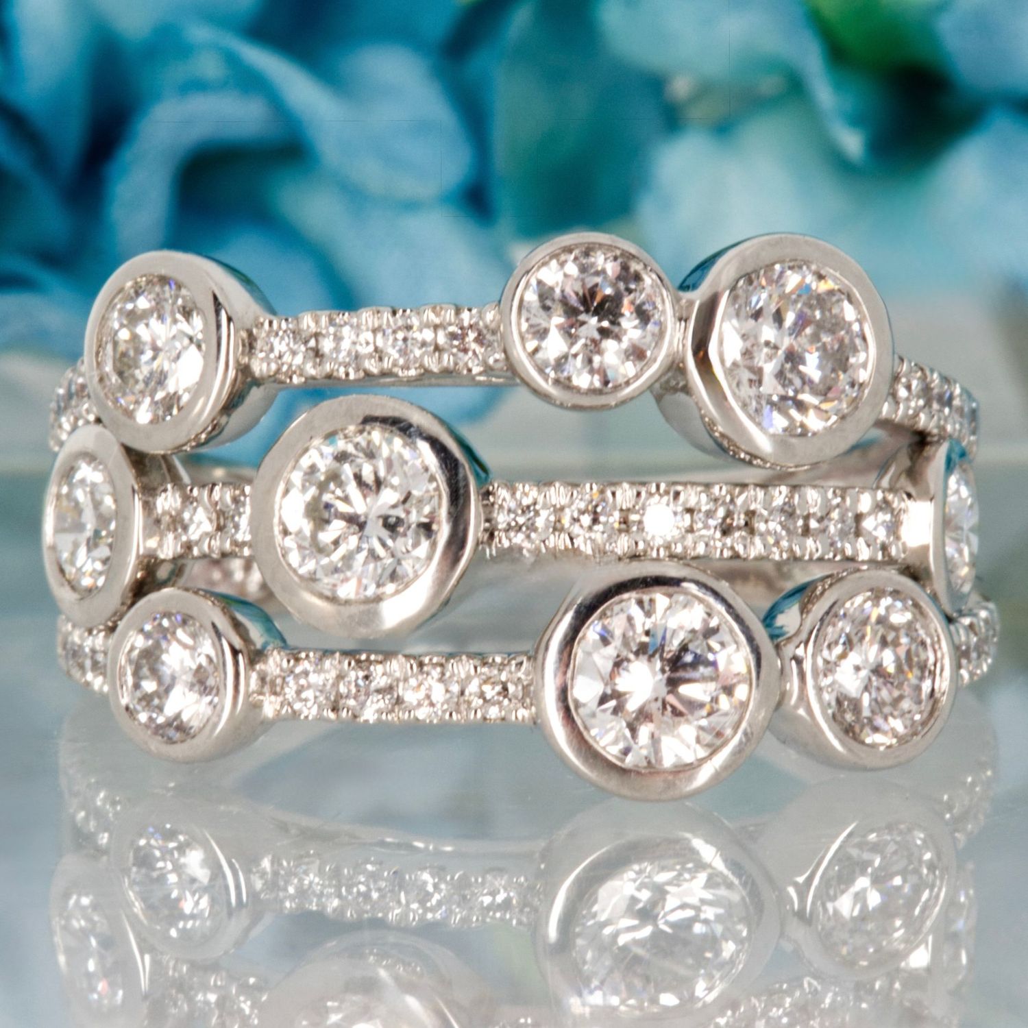 Platinum 1.70ct Round Brilliant Cut Diamond Bubble Ring