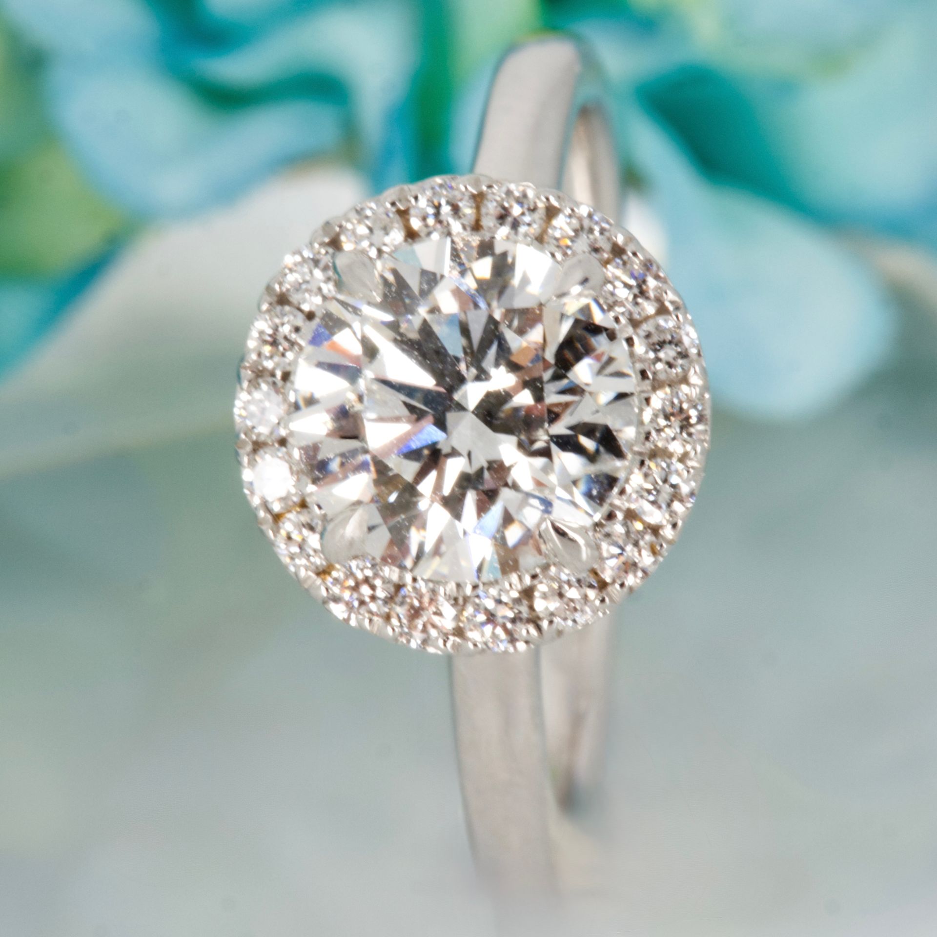 18ct White Gold 1.98ct Round Brilliant Cut Lab Grown Diamond Halo Cluster Ring
