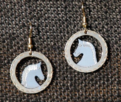 Earrings: Stallions in Brass Circles