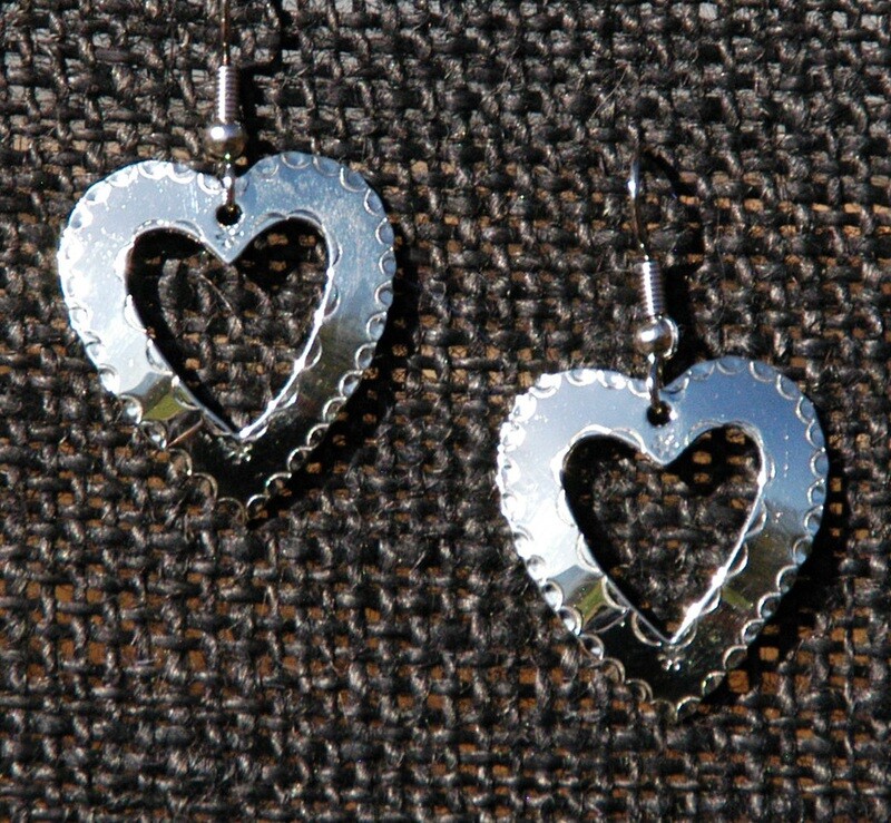 Earrings:  Heart with heart cut-out