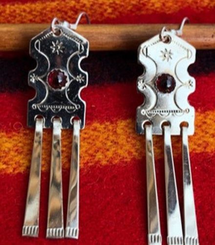 Earrings:  Traditional #2 w/ Garnets, Fringes