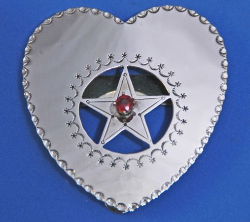 Tie Slide:  Heart with red garnet