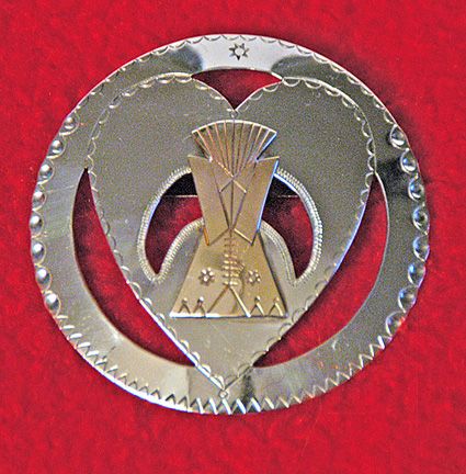 Tie Slide: Heart &  Brass Tipi in Circle
