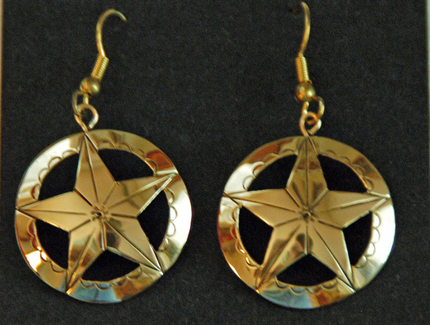 Earrings:  Brass Star-In-Circle