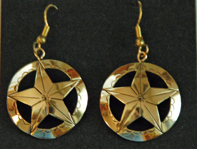 Earrings:  Brass Star-In-Circle