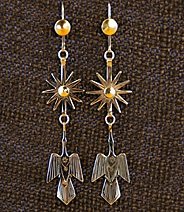 Earrings:  Starbursts & Waterbirds,  3"