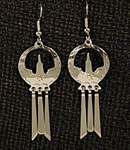 Earrings: Waterbird with Fringed Tail, 1 3/4