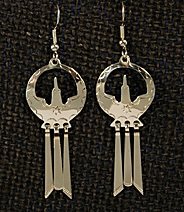 Earrings:  Waterbird with Fringed Tail,  1 3/4"-2"