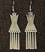 Earrings: Tipis with Fringes, 1 3/4