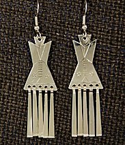 Earrings:  Tipis with Fringes,  1 3/4"