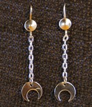 Earrings: Crescents on Chains w/ Handmade Wires 2