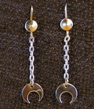 Earrings:  Crescents on Chains w/ Handmade Wires  2"