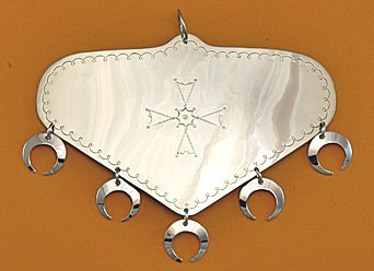 Pectoral:  "Cloud shaped" with crescent dangles, Style 4 - 5 3/4" x 3 3/4"