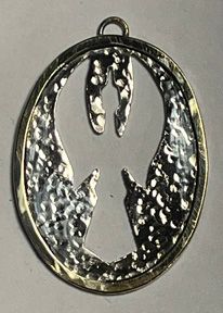 Pendant:  Waterbird cutout w/ brass