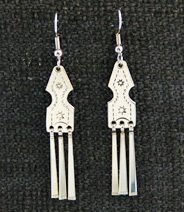 Earrings: Traditional #3 with fringes, 1 3/4 Earrings: Traditional #3 with fringes, 1 3/4"
