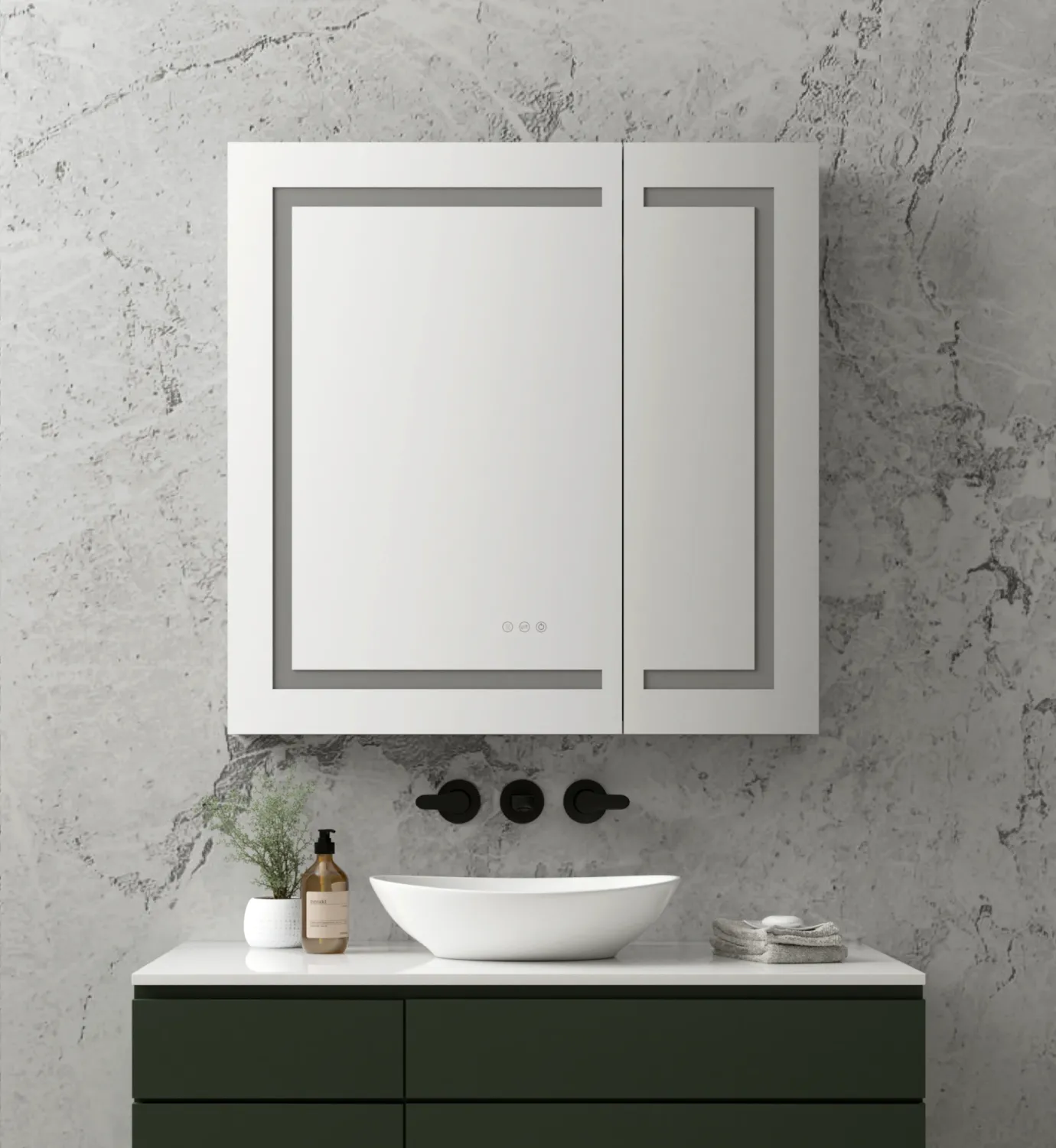 BrumaGlow - Dimmable Multifunctional Medicine Cabinet - 36&quot; x 36&quot;