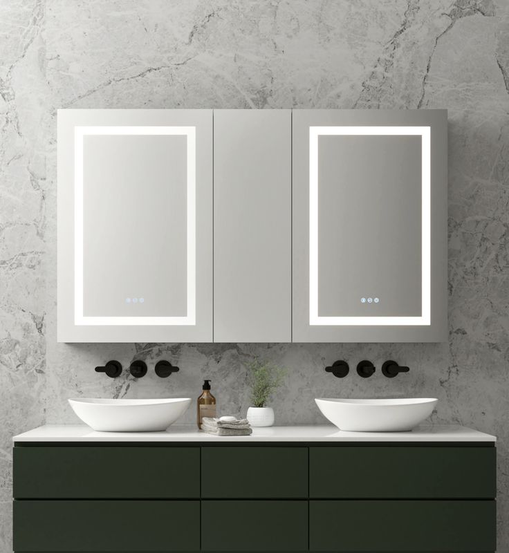 BrumaFusion – Wide Lighted Medicine Cabinet with Mirror | 60" x 36"