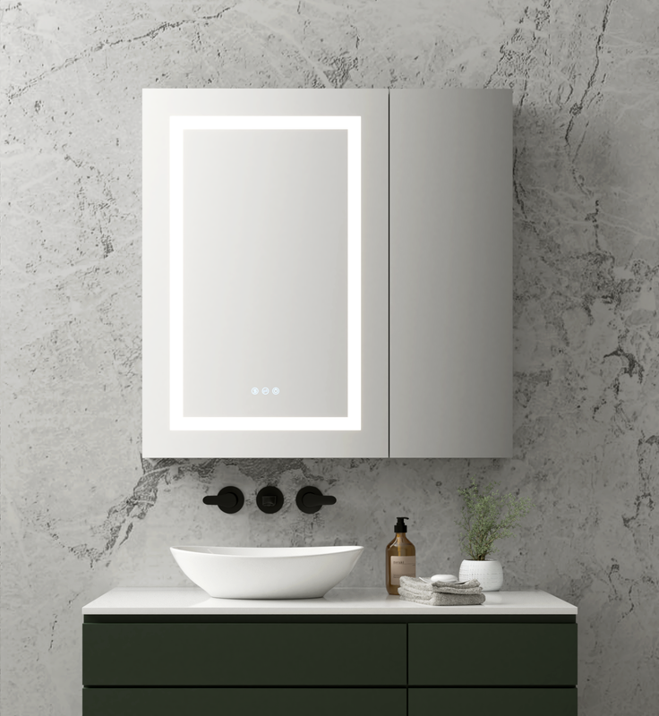 BrumaFusion – Double Lighted Medicine Cabinet with Mirror | 36" x 36" | Glow Left