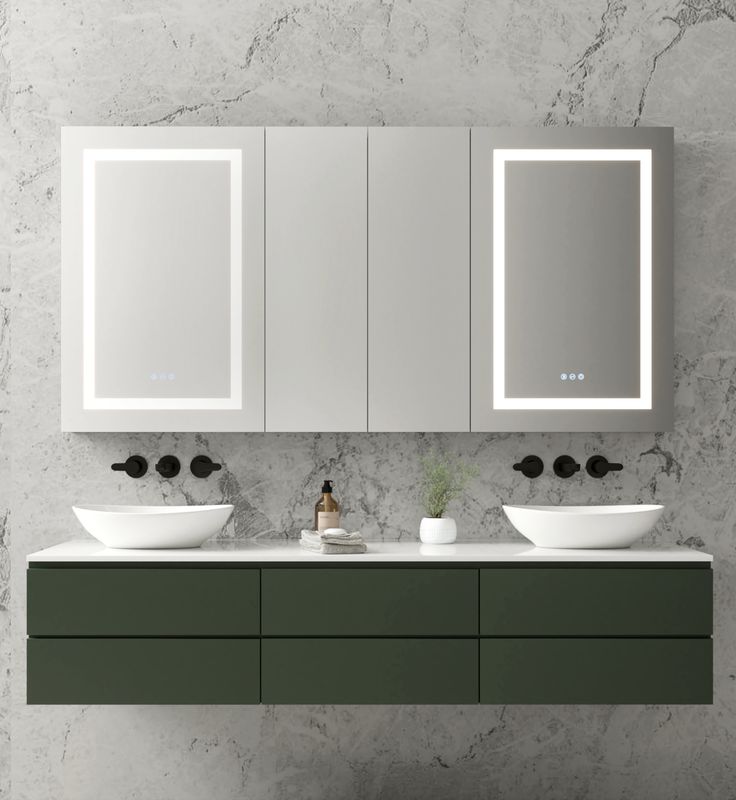 BrumaFusion – Wide Lighted Medicine Cabinet with Mirror | 72" x 36"