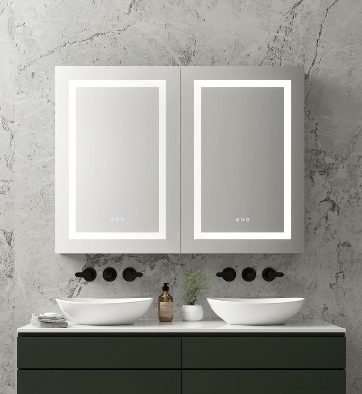 BrumaFusion – Double Lighted Medicine Cabinet with Mirror | 48" x 36"