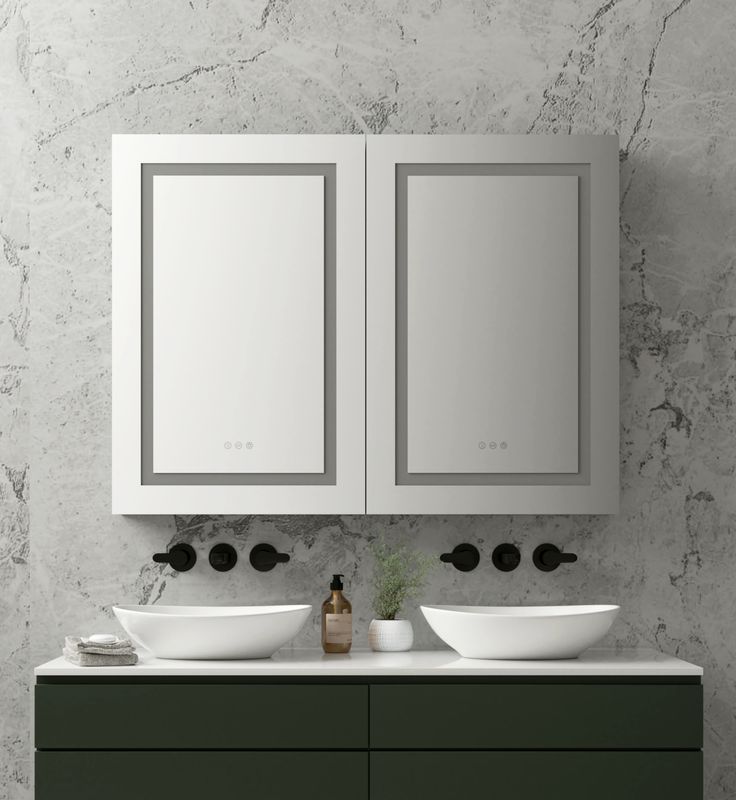 BrumaFusion – Double Lighted Medicine Cabinet with Mirror | 48" x 36"