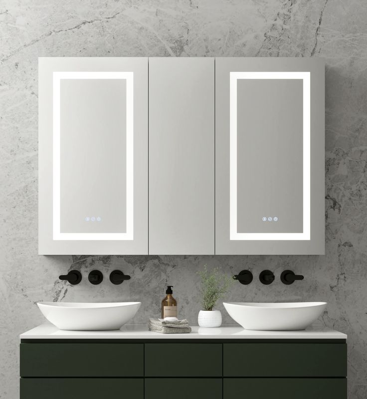 BrumaFusion – Wide Lighted Medicine Cabinet with Mirror | 52" x 36"