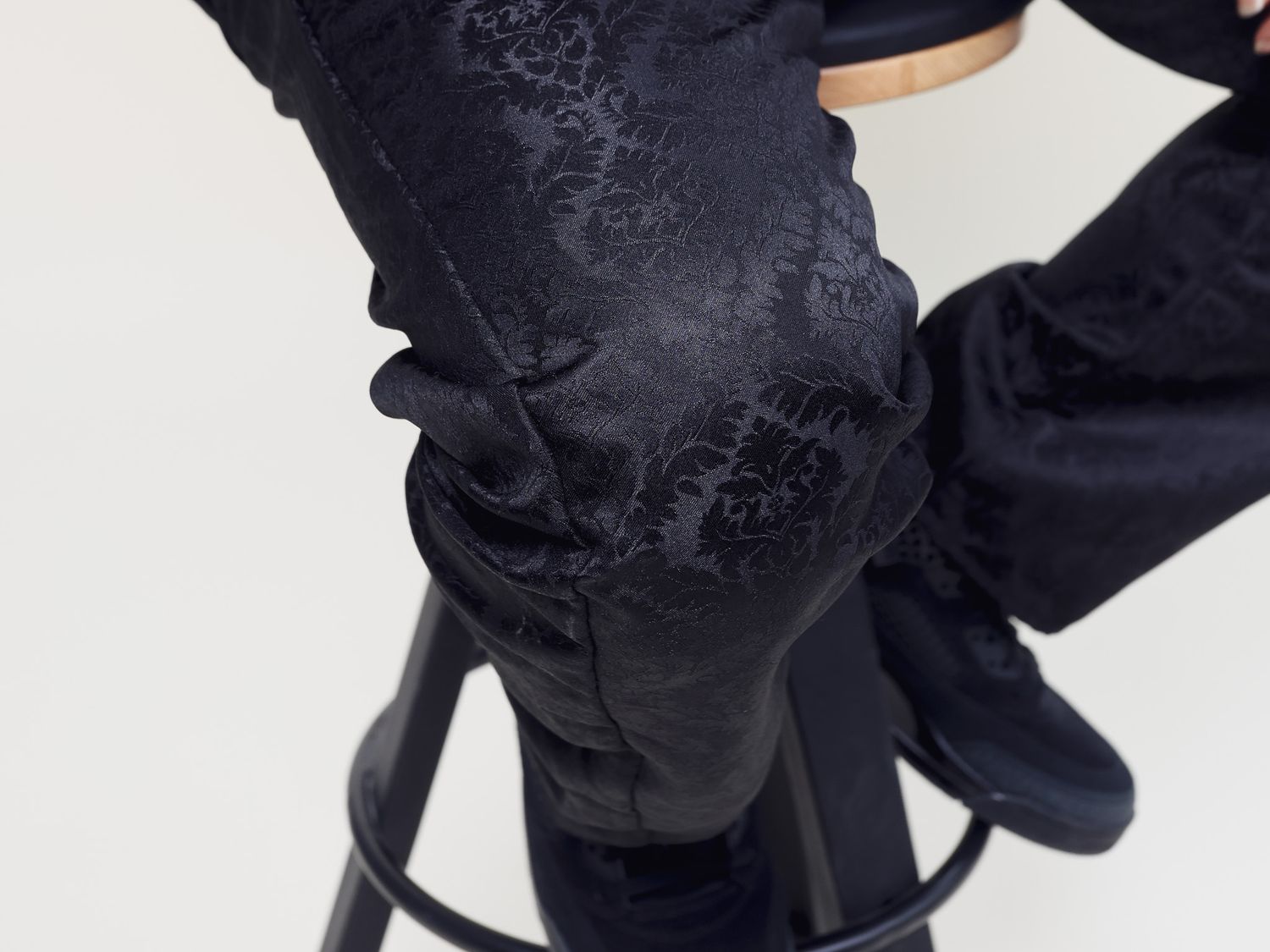 Roses All Black Pattern Pants