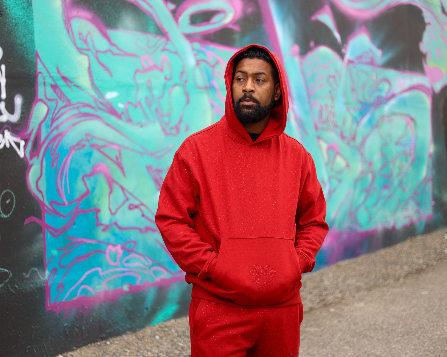 Red Rhinestone Hoodie Set