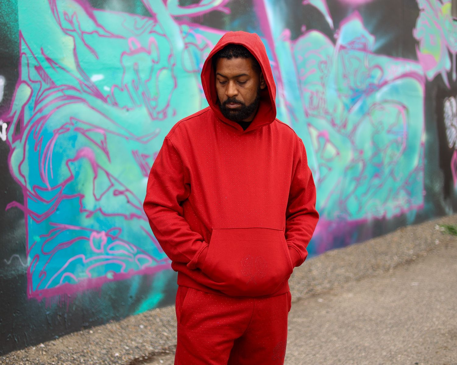 Red Rhinestone Hoodie Set