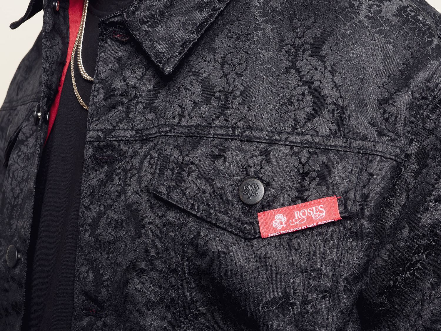 Roses All Black Pattern Jacket Set