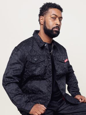 Roses All Black Pattern Jacket Set