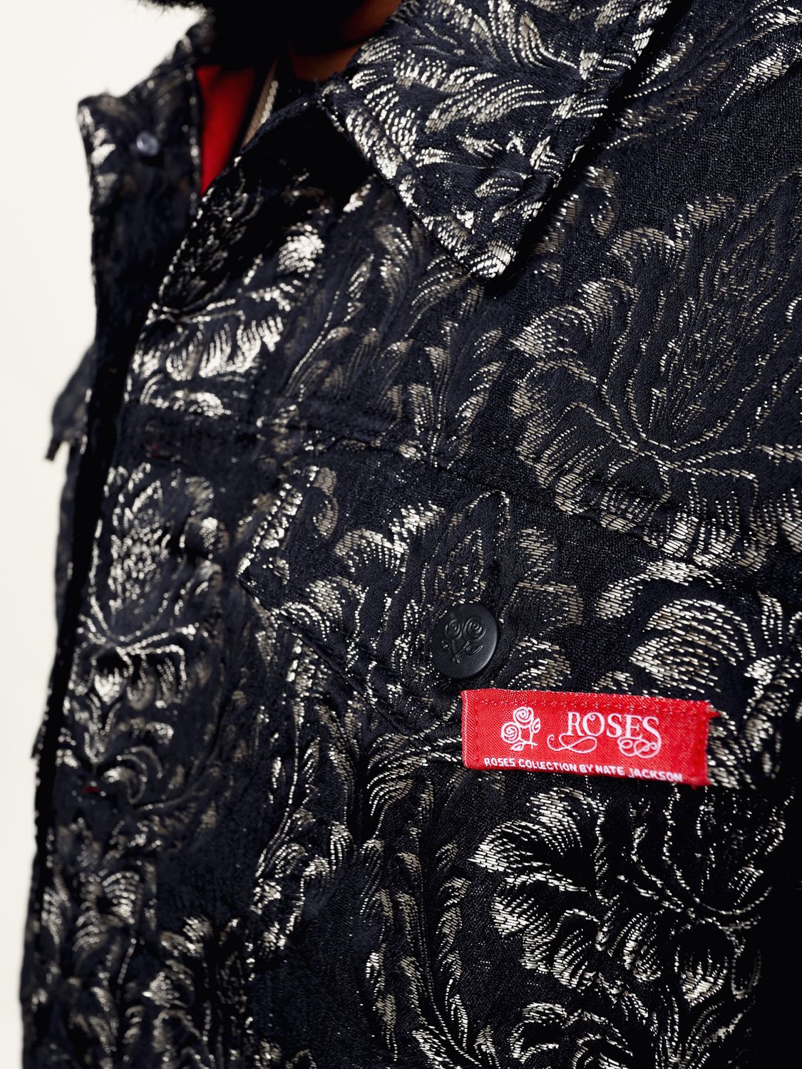 Roses Black &amp; Gold Pattern Jacket Set